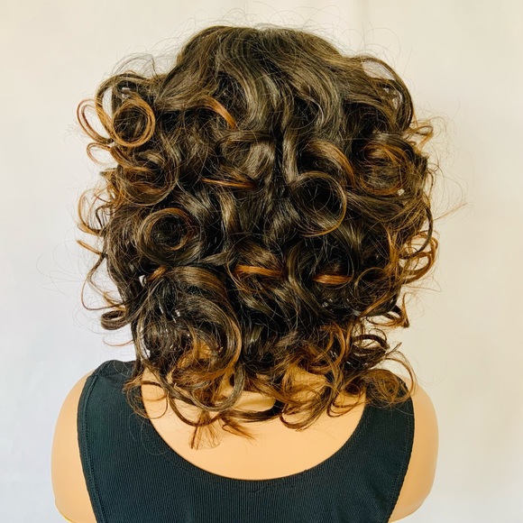 Curly Black & Auburn “Put On & Go” Premium Fiber Wig for Daily Wear or Events - Picture 5 of 5